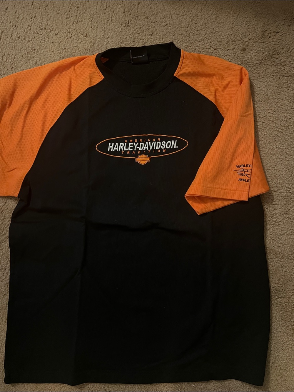 Harley-Davidson Black & Orange Raglan Sleeve Logo Tee